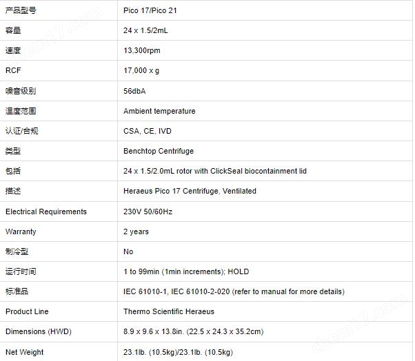 賽默飛高速冷凍21R離心機